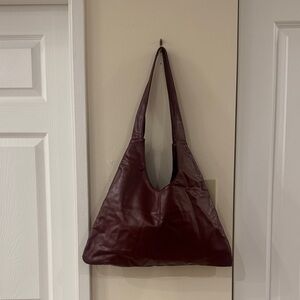 Santos by Monica Burgundy Leather Triangular Tote